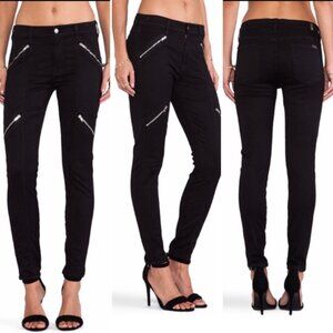 74AMK 7 For All Man Kind Velvet Zip Holiday Winter Casual Chic Moto Skinny Jeans